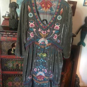 Johnny Was Grey Velvet Tunic